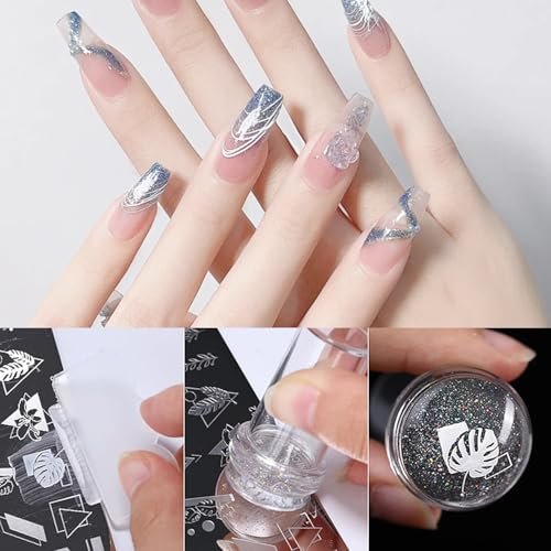 Clear Silicone French Tip Nail Stamp Kit – DIY Nail Art Stamper with Scrapers & Brushes for French Manicure at Home - görsel 6