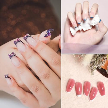 Clear Silicone French Tip Nail Stamp Kit – DIY Nail Art Stamper with Scrapers & Brushes for French Manicure at Home