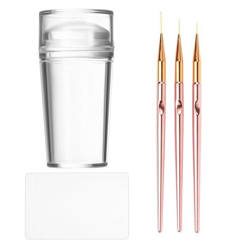 Clear Silicone French Tip Nail Stamp Kit – DIY Nail Art Stamper with Scrapers & Brushes for French Manicure at Home - görsel 2