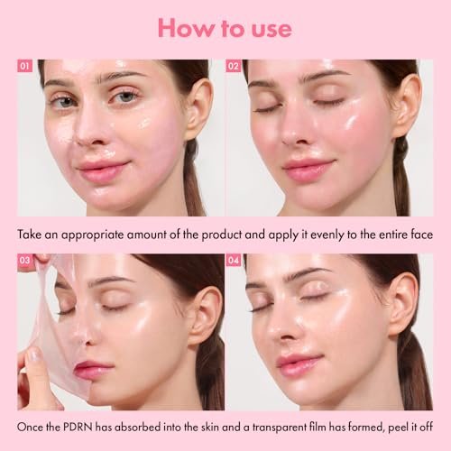 TOSOWOONG Real Pink PDRN Fit Salmon DNA Wrapping Mask - 12 Peptides & Hydrolyzed Collagen Peel Off Facial Mask for Elasticity, Firming, Moisturizing, Glow, Glass Skin - Korean Skincare, 50ml Avelisse