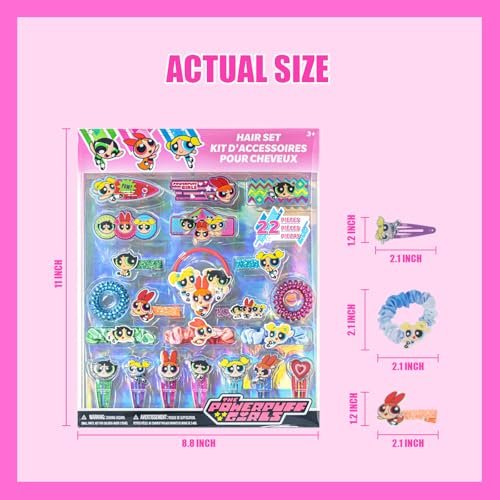 Powerpuff Girls Hair Accessories Set – Hair Clips, Bows, Scrunchies & Hair Ties for Girls | Official Townley Girl Merchandise - görsel 8