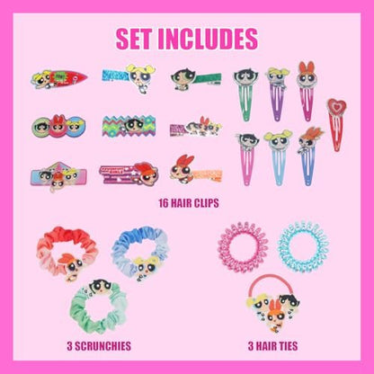 Powerpuff Girls Hair Accessories Set – Hair Clips, Bows, Scrunchies & Hair Ties for Girls | Official Townley Girl Merchandise