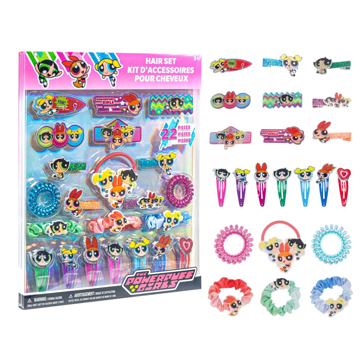 Powerpuff Girls Hair Accessories Set – Hair Clips, Bows, Scrunchies & Hair Ties for Girls | Official Townley Girl Merchandise - görsel 1