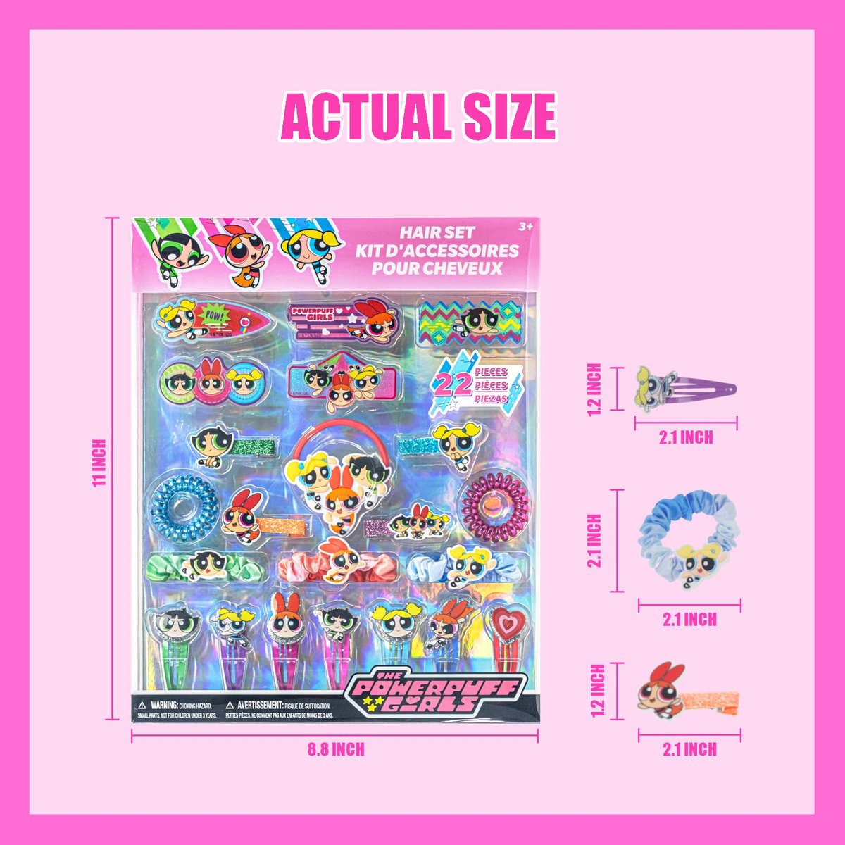 Powerpuff Girls Hair Accessories Set – Hair Clips, Bows, Scrunchies & Hair Ties for Girls | Official Townley Girl Merchandise - görsel 7