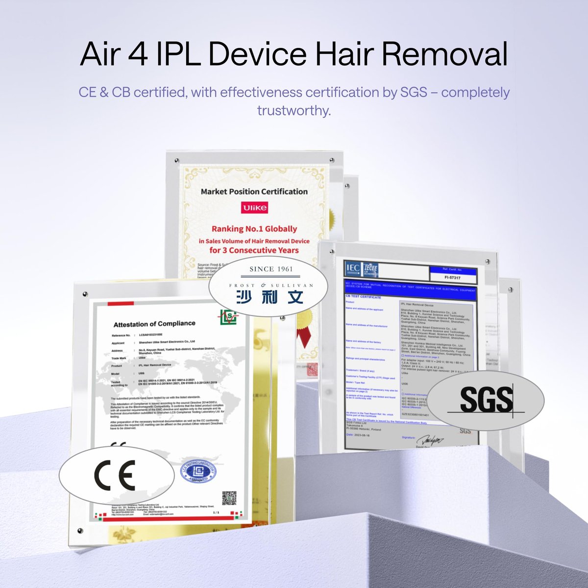 Ulike Air 4 IPL Laser Hair Removal Device – Nearly Painless Permanent Hair Reduction for Women and Men, USHR Mode, Ice Cool Technology, Purple Avelisse