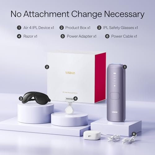 Ulike Air 4 IPL Laser Hair Removal Device – Nearly Painless Permanent Hair Reduction for Women and Men, USHR Mode, Ice Cool Technology, Purple Avelisse