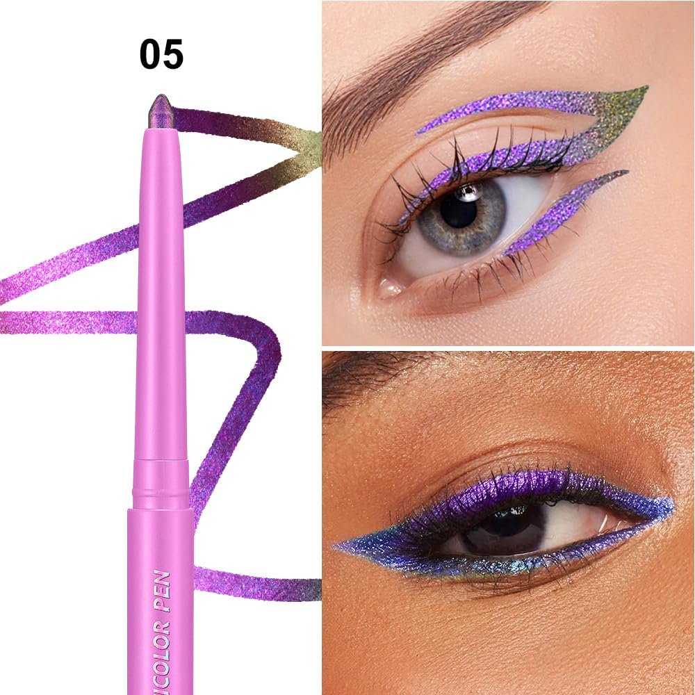 COSASTYA Chameleon Eyeliner Pencil Set 6 Pack - Color Shifting Multichrome Eyeshadow Stick, Metallic Glitter Holographic Gel Eye Liner, Waterproof Long Lasting Smudge Proof Eye Makeup Avelisse