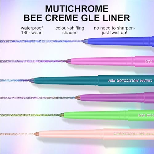 COSASTYA Chameleon Eyeliner Pencil Set 6 Pack - Color Shifting Multichrome Eyeshadow Stick, Metallic Glitter Holographic Gel Eye Liner, Waterproof Long Lasting Smudge Proof Eye Makeup Avelisse