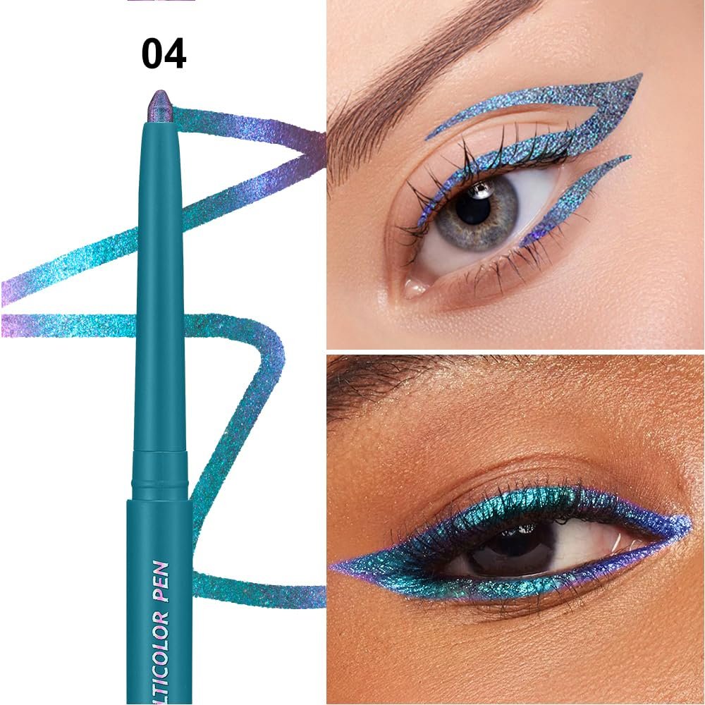 COSASTYA Chameleon Eyeliner Pencil Set 6 Pack - Color Shifting Multichrome Eyeshadow Stick, Metallic Glitter Holographic Gel Eye Liner, Waterproof Long Lasting Smudge Proof Eye Makeup Avelisse