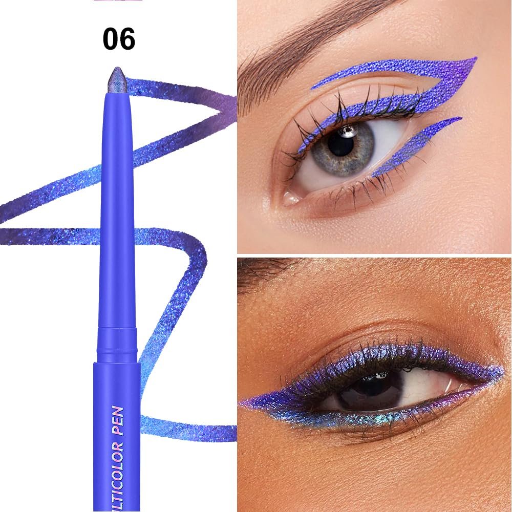 COSASTYA Chameleon Eyeliner Pencil Set 6 Pack - Color Shifting Multichrome Eyeshadow Stick, Metallic Glitter Holographic Gel Eye Liner, Waterproof Long Lasting Smudge Proof Eye Makeup Avelisse