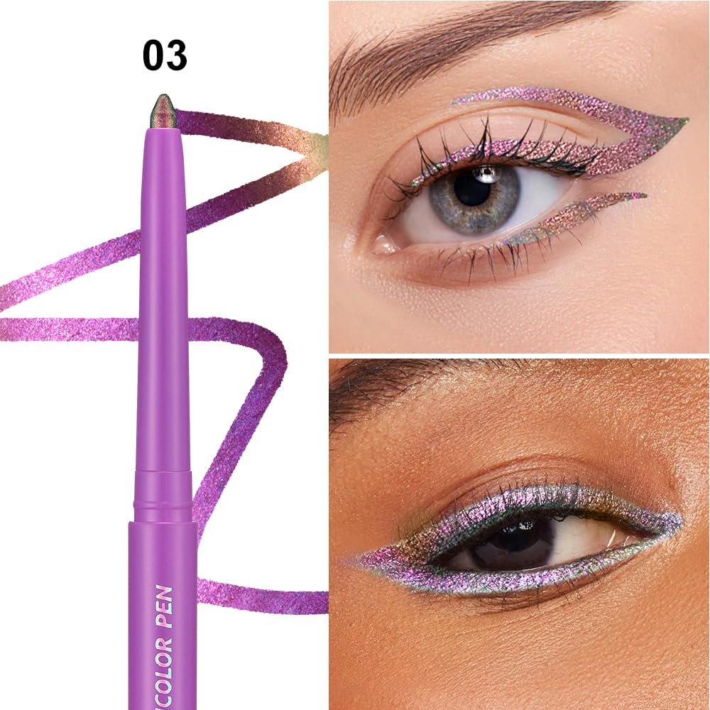 COSASTYA Chameleon Eyeliner Pencil Set 6 Pack - Color Shifting Multichrome Eyeshadow Stick, Metallic Glitter Holographic Gel Eye Liner, Waterproof Long Lasting Smudge Proof Eye Makeup Avelisse