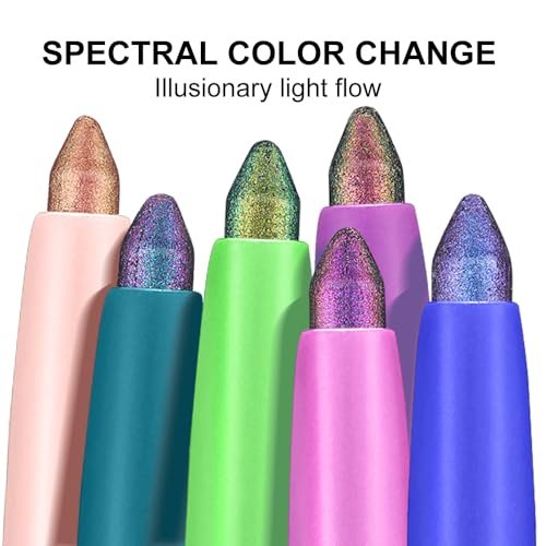 COSASTYA Chameleon Eyeliner Pencil Set 6 Pack - Color Shifting Multichrome Eyeshadow Stick, Metallic Glitter Holographic Gel Eye Liner, Waterproof Long Lasting Smudge Proof Eye Makeup Avelisse