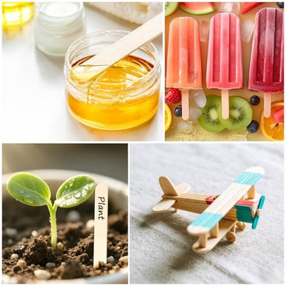 EWVVSS 6 Style 500 Pcs Wax Sticks – Assorted Wood Applicator Sticks for Body, Legs, Face – Small, Medium, Large Sizes – Waxing or Craft Popsicle Sticks