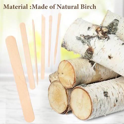 EWVVSS 6 Style 500 Pcs Wax Sticks – Assorted Wood Applicator Sticks for Body, Legs, Face – Small, Medium, Large Sizes – Waxing or Craft Popsicle Sticks - görsel 14