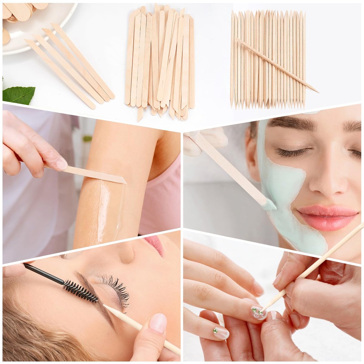 EWVVSS 6 Style 500 Pcs Wax Sticks – Assorted Wood Applicator Sticks for Body, Legs, Face – Small, Medium, Large Sizes – Waxing or Craft Popsicle Sticks - görsel 9