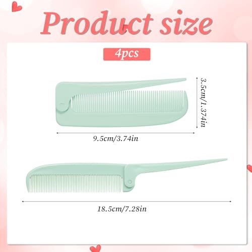 4 Pcs Rat Tail Folding Combs - Portable Travel Foldable Hair Parting Comb for Men & Women - Mini Carbon Fiber Styling Combs for Braids & Hair Styling - görsel 4