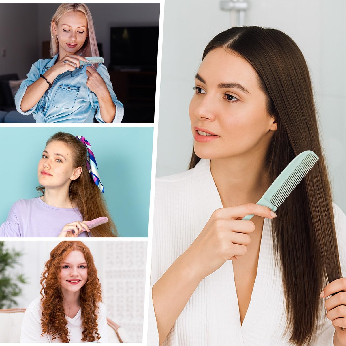 4 Pcs Rat Tail Folding Combs - Portable Travel Foldable Hair Parting Comb for Men & Women - Mini Carbon Fiber Styling Combs for Braids & Hair Styling - görsel 11
