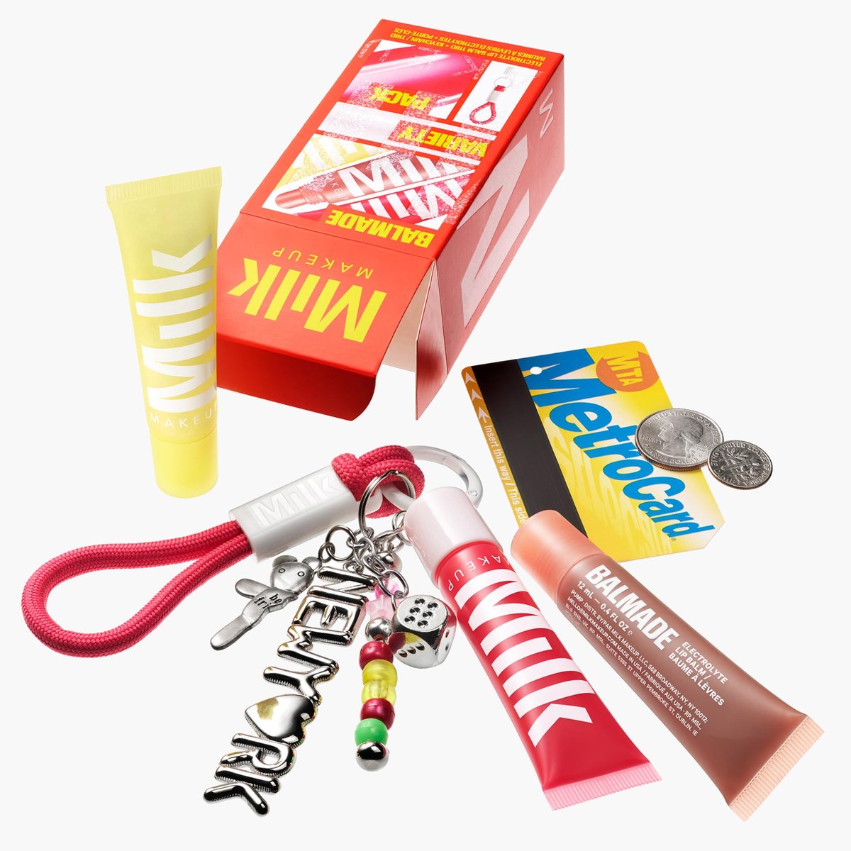 Milk Makeup Balmade Hydrating Lip Balm 3-Pack Gift Set – Sheer-Tinted, High Shine Glosses with Exclusive Keychain – Electron, Pump & Core Avelisse