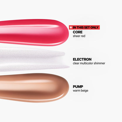 Milk Makeup Balmade Hydrating Lip Balm 3-Pack Gift Set – Sheer-Tinted, High Shine Glosses with Exclusive Keychain – Electron, Pump & Core Avelisse