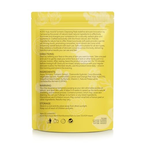 Kojic Acid and Turmeric Cleansing Pads for Face – Balance Skin Oil and Water, 60 Count - görsel 4