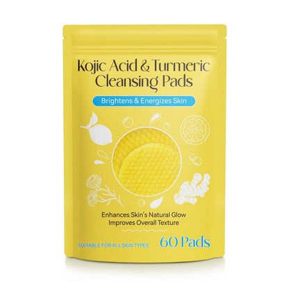 Kojic Acid and Turmeric Cleansing Pads for Face – Balance Skin Oil and Water, 60 Count