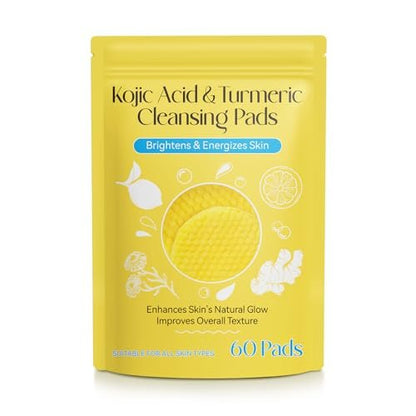Kojic Acid and Turmeric Cleansing Pads for Face – Balance Skin Oil and Water, 60 Count