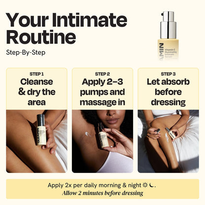 Gleamin Illuminating Intimate Serum - Vitamin C, Niacinamide & Alpha Arbutin for Hyperpigmentation on Underarms, Inner Thighs & Intimate Areas Avelisse