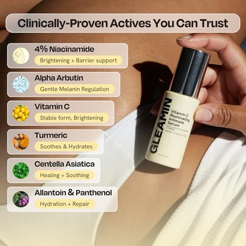 Gleamin Illuminating Intimate Serum - Vitamin C, Niacinamide & Alpha Arbutin for Hyperpigmentation on Underarms, Inner Thighs & Intimate Areas Avelisse