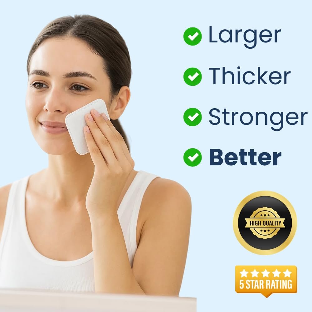 FancyDerm Square Cotton Pads for Face – 80 Count Lint Free Cotton Pads, Extra Large 3 Inch Makeup Remover Pads for Skincare - görsel 11