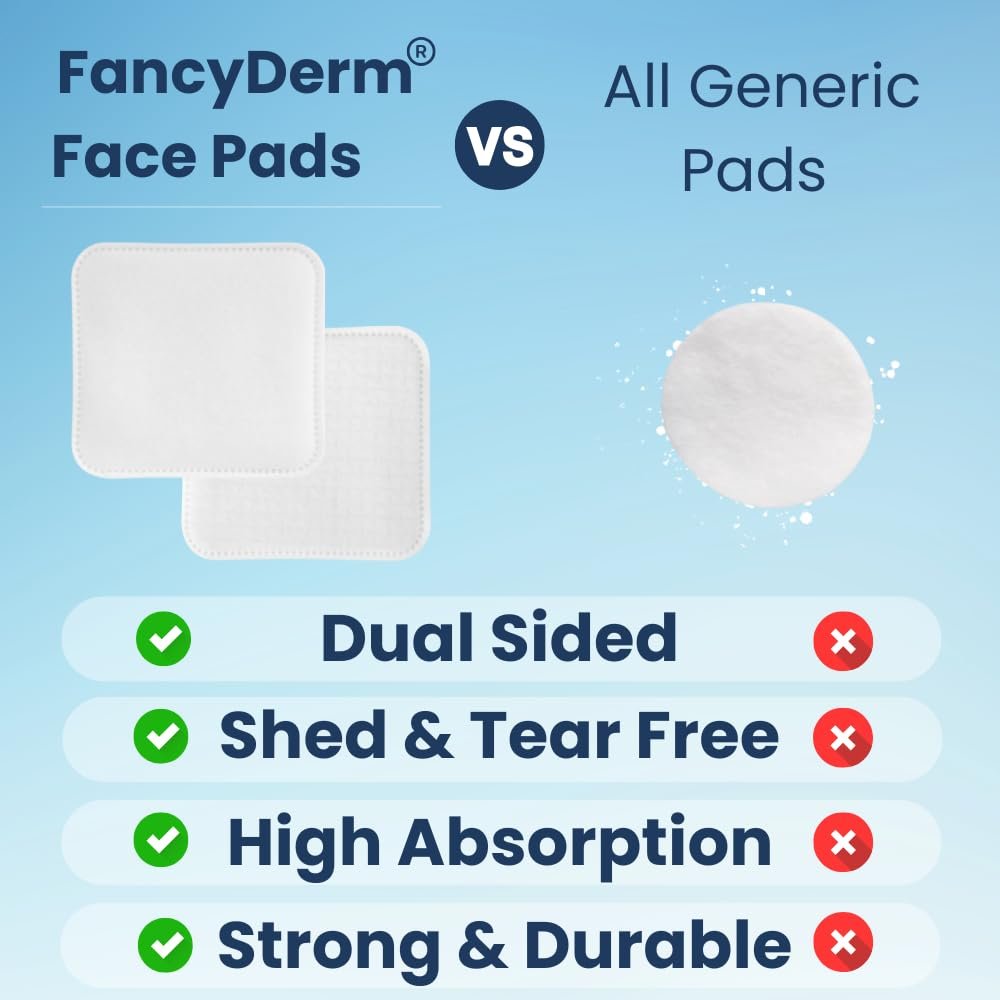 FancyDerm Square Cotton Pads for Face – 80 Count Lint Free Cotton Pads, Extra Large 3 Inch Makeup Remover Pads for Skincare - görsel 7