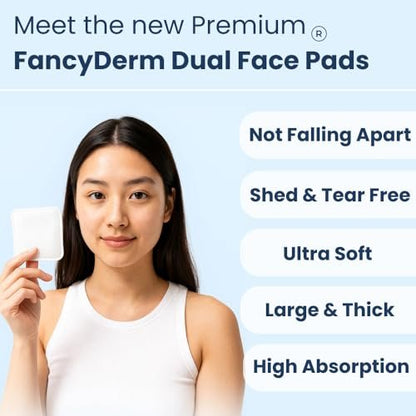 FancyDerm Square Cotton Pads for Face – 80 Count Lint Free Cotton Pads, Extra Large 3 Inch Makeup Remover Pads for Skincare