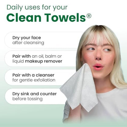Clean Skin Club Clean Towels® XL Sensitive Skin - Travel Pack, Ultra-Soft Disposable Face Towels Infused with Aloe & Glycerin, TSA-Approved, 10 Count