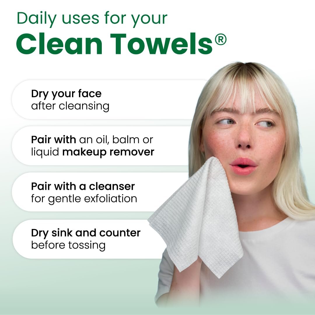Clean Skin Club Clean Towels® XL Sensitive Skin - Travel Pack, Ultra-Soft Disposable Face Towels Infused with Aloe & Glycerin, TSA-Approved, 10 Count - görsel 17