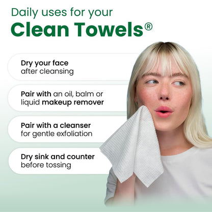 Clean Skin Club Clean Towels® XL Sensitive Skin - Travel Pack, Ultra-Soft Disposable Face Towels Infused with Aloe & Glycerin, TSA-Approved, 10 Count