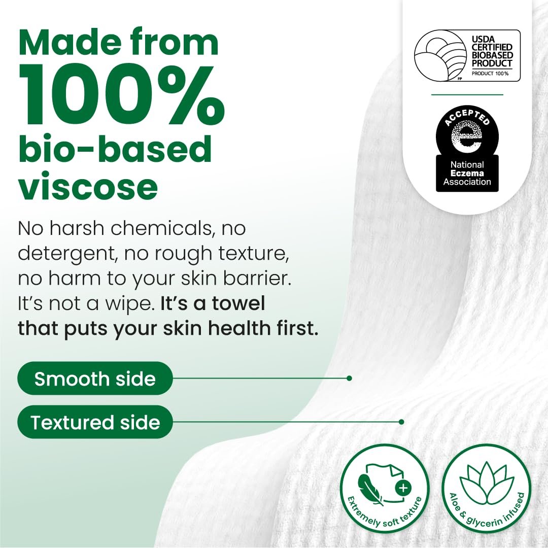 Clean Skin Club Clean Towels® XL Sensitive Skin - Travel Pack, Ultra-Soft Disposable Face Towels Infused with Aloe & Glycerin, TSA-Approved, 10 Count - görsel 11