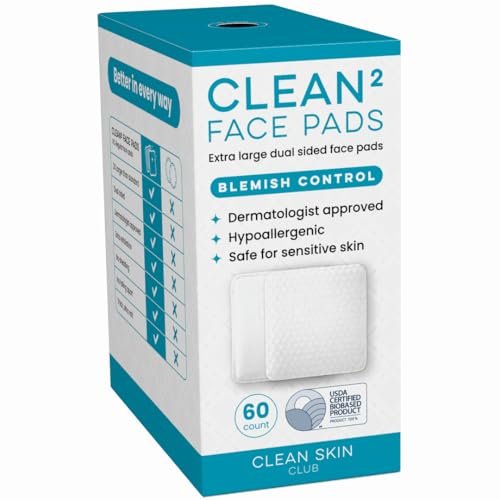 Clean Skin Club Clean² Blemish Control Face Pads – Extra Large Dual-Sided Cotton Pads for Blemish-Prone Skin, 100% Bio-Based, Dermatologist Approved, 60 Count - görsel 2
