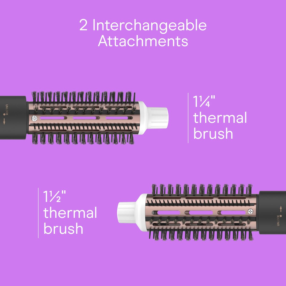 Conair Double Ceramic 2-in-1 Hot Air Brush - 1000W Hair Dryer Brush with Interchangeable 1¼ and 1½ Inch Attachments for Voluminous Curls & Straight Styles, for Fine & Thick Hair, White Avelisse