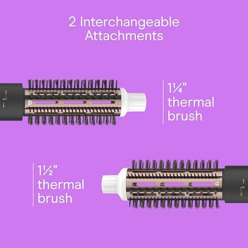 Conair Double Ceramic 2-in-1 Hot Air Brush - 1000W Hair Dryer Brush with Interchangeable 1¼ and 1½ Inch Attachments for Voluminous Curls & Straight Styles, for Fine & Thick Hair, White Avelisse