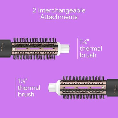 Conair Double Ceramic 2-in-1 Hot Air Brush - 1000W Hair Dryer Brush with Interchangeable 1¼ and 1½ Inch Attachments for Voluminous Curls & Straight Styles, for Fine & Thick Hair, White Avelisse