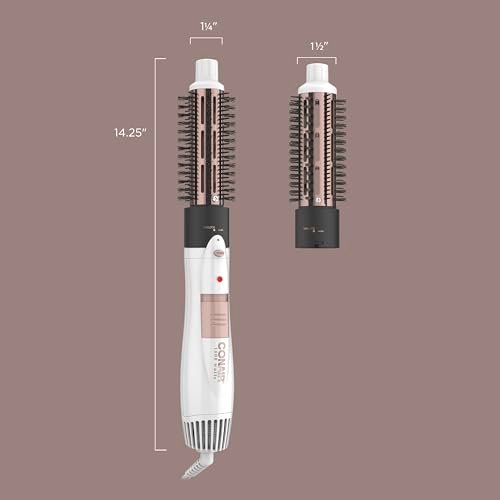 Conair Double Ceramic 2-in-1 Hot Air Brush - 1000W Hair Dryer Brush with Interchangeable 1¼ and 1½ Inch Attachments for Voluminous Curls & Straight Styles, for Fine & Thick Hair, White Avelisse