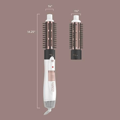 Conair Double Ceramic 2-in-1 Hot Air Brush - 1000W Hair Dryer Brush with Interchangeable 1¼ and 1½ Inch Attachments for Voluminous Curls & Straight Styles, for Fine & Thick Hair, White Avelisse