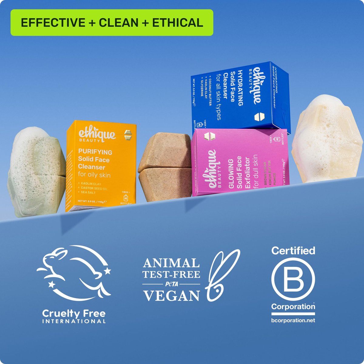 Ethique Hydrating Solid Face Cleanser – Plastic-Free, Vegan, Cruelty-Free, 2 Bars Avelisse