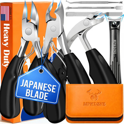 2026 Heavy Duty Toenail Clippers for Thick Nails - 7-in-1 Pedicure Kit with Catcher for Seniors & Men, Professional Wide Jaw Ingrown Toe Nail Clipper Set, Podiatrist Tool Avelisse