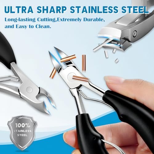 2026 Heavy Duty Toenail Clippers for Thick Nails - 7-in-1 Pedicure Kit with Catcher for Seniors & Men, Professional Wide Jaw Ingrown Toe Nail Clipper Set, Podiatrist Tool Avelisse