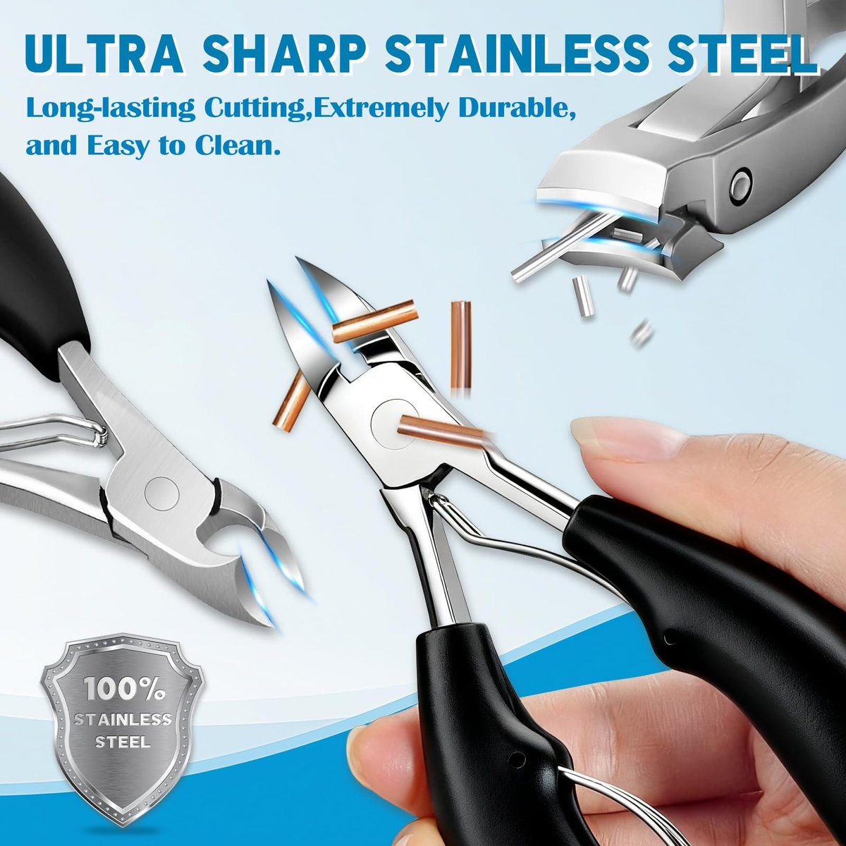 2026 Heavy Duty Toenail Clippers for Thick Nails - 7-in-1 Pedicure Kit with Catcher for Seniors & Men, Professional Wide Jaw Ingrown Toe Nail Clipper Set, Podiatrist Tool Avelisse