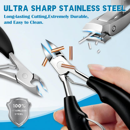 2026 Heavy Duty Toenail Clippers for Thick Nails - 7-in-1 Pedicure Kit with Catcher for Seniors & Men, Professional Wide Jaw Ingrown Toe Nail Clipper Set, Podiatrist Tool Avelisse