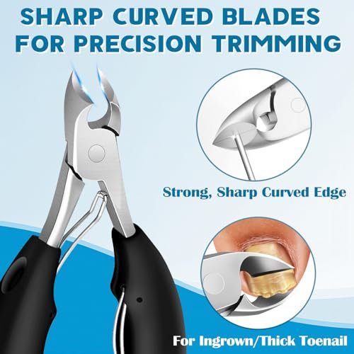 2026 Heavy Duty Toenail Clippers for Thick Nails - 7-in-1 Pedicure Kit with Catcher for Seniors & Men, Professional Wide Jaw Ingrown Toe Nail Clipper Set, Podiatrist Tool Avelisse