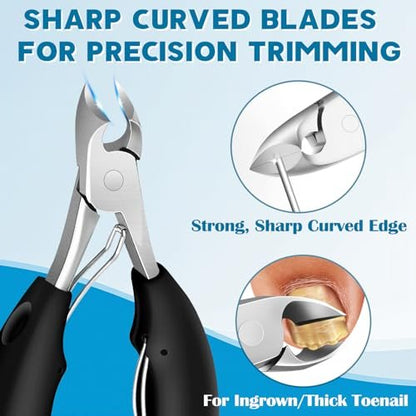 2026 Heavy Duty Toenail Clippers for Thick Nails - 7-in-1 Pedicure Kit with Catcher for Seniors & Men, Professional Wide Jaw Ingrown Toe Nail Clipper Set, Podiatrist Tool Avelisse