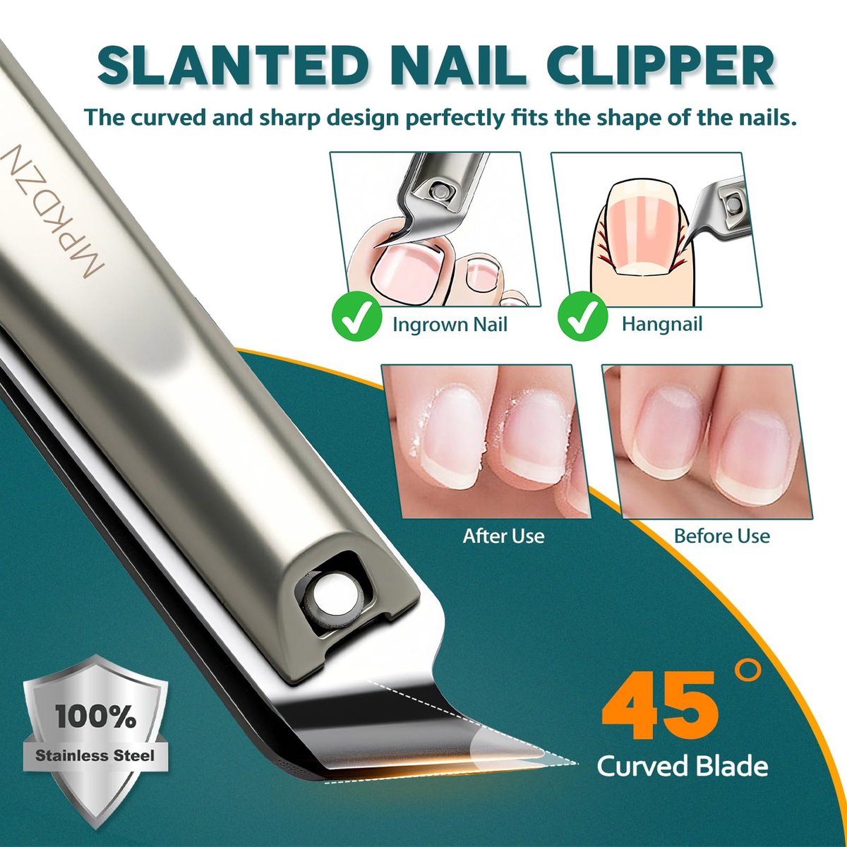 Pro 5-in-1 Nail Clippers Set for Men & Women - Ultra Sharp Stainless Steel Manicure Kit with Angled Trimmer in Luxury Leather Case for Travel & Home - görsel 9