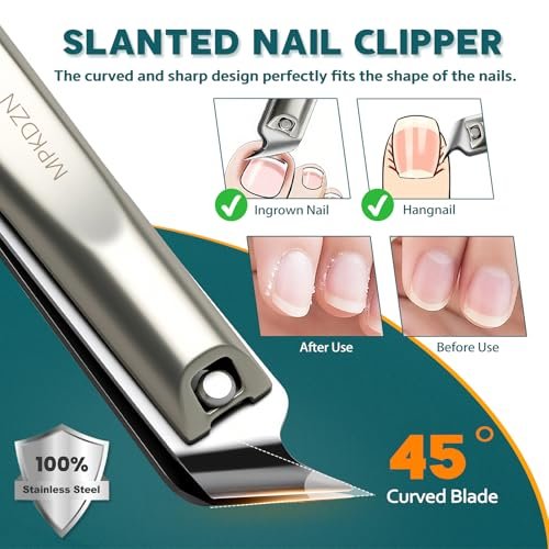 Pro 5-in-1 Nail Clippers Set for Men & Women - Ultra Sharp Stainless Steel Manicure Kit with Angled Trimmer in Luxury Leather Case for Travel & Home - görsel 10